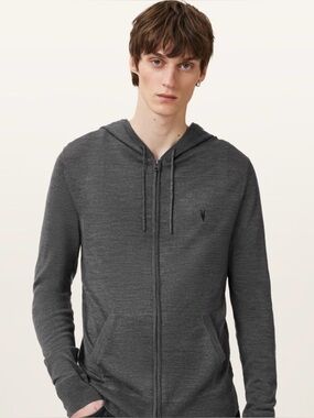 ALL SAINTS RAMSKULL GREY MEDIUM NWT MEN’S FULL ZIP HOODIE JACKET